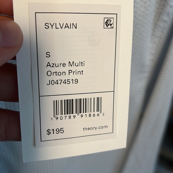 NWT Theory White Long Sleeve Button Down Shirt - Picture 5 of 5